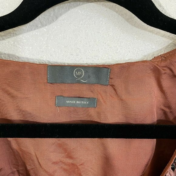 Alexander McQueen Silk Short Sleeve Gathered Front Dress Pink Patterned - Picture 5 of 8